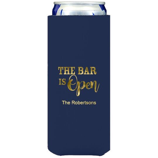 The Bar is Open Collapsible Slim Koozies